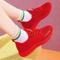 Mesh Surface Shoes Sneakers2023Summer Casual Stylish Flying Woven Breathable Non-Slip Soft Bottom Wild Running Shoes.