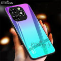 Phone case Tecno Spark Go 2024 Gradient Mirror Tempered Glass Protector Hard Back cover Tecno Spark Go 2024 case.