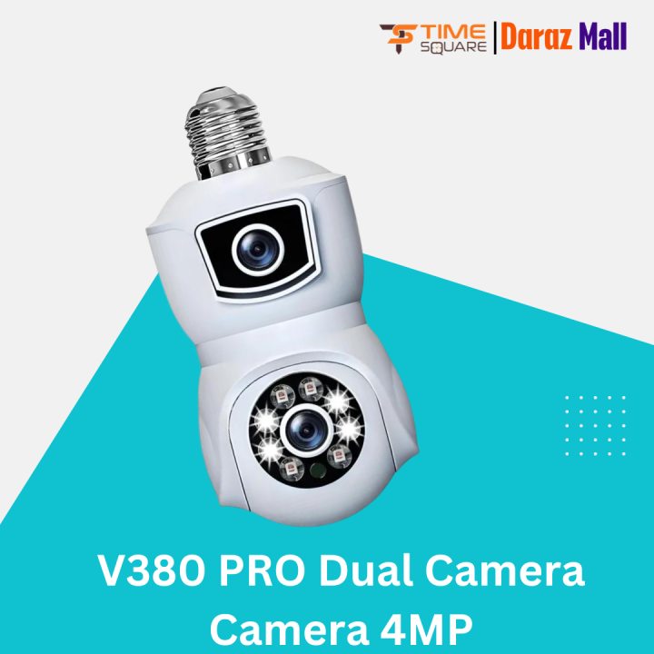 V380 PRO Dual Camera for Indoor Light Bulb Security Camera 360 Degree WiFi Security Cameras Night Vision 10x Hybrid Zoom for E27 Socket 4MP