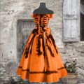 Tie-Dye Blood Halloween Print Women For Costume Vampire Bloody Ghost Dress Masquerade Cosplay Horror Bride Sleeveless Vestidos. 
