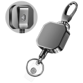 2 Pack Heavy Duty Metal Retractable Badge Holders Carabiner Keychain Belt Badge Reels Clip Key Ring ID Card Holder.