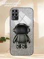 AnDyH Phone Case for OPPO A54 4G Flash Powder Gradient Plating Casing with Astronaut Stand. 