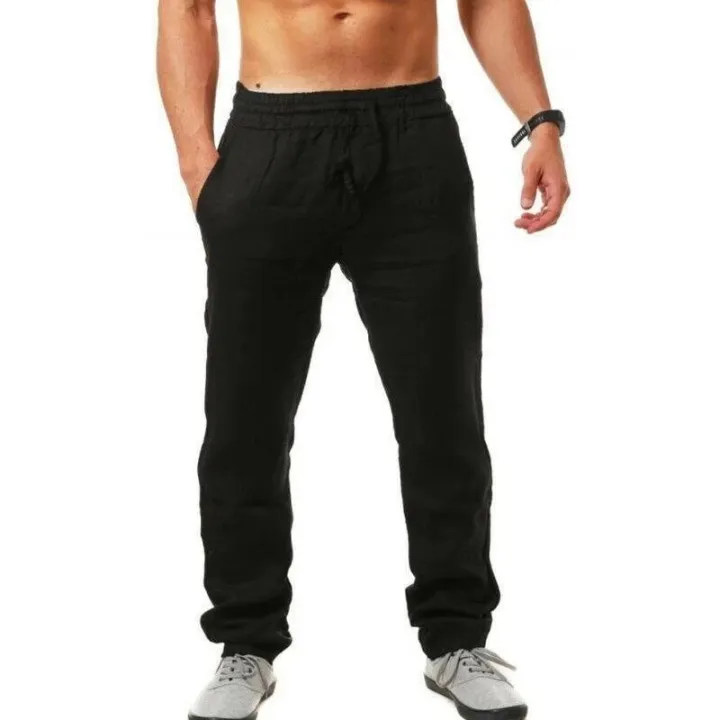 New%20Men's%20Cotton%20Linen%20Pants%20Male%20Summer%20Breathable%20Solid%20Color%20Linen%20Trousers%20Fitness%20Streetwear%20S-%20-%20Image%203