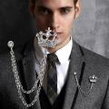 Men Crystal Suit Brooch Clothes Buckles Rhinestone Brooch.