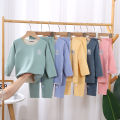 Children's boneless velvet underwear set AB side baby warm seamless autumn clothes autumn pants boys and girls pajamas loungewear. 