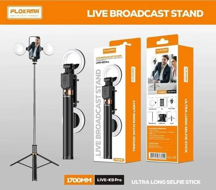 Tripod Live K9 Pro 1,7 Meter Remote Bluetooth LED Flashlight Selfie Stick Tongsis 1.7M Wireless Bluetooth Selfie Stick Tripod With LeD Light Outdoor travel 3 IN 1 Selfie Stick 5.6 FEET Selfi stick