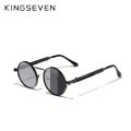 KINGSEVEN, Gothic Steampunk Round Metal Frame Polarized Sunglasses, With Spring Bridge & Temples, For Men Women Outdoor Sports Party Vacation Travel Driving Fishing Supplies Photo Props.