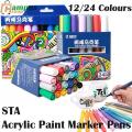 STA Acrylic Paint Markers Pen-12/24 Colours - water color. 