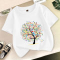 Girls 'short-sleepred T-shirt CUHK CHILDREN'S baby summer dress NEW CHILDREN'S base shirt printing fashion Korean version loose. 
