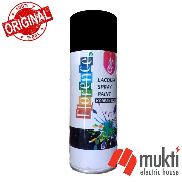 Florence Matte Black Lacquer Spray Paint Aerosol 450ml Premium Series Strong Adhesion
