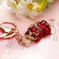 rhinestone small guitar car keychain female Korean version creative bag pendant metal key chain ring foreign trade gifts wholesale.