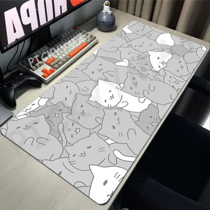 Mouse Pad Cute Cat Large Gamer Mousepad Rubber Keyboard Mat Waterproof ...