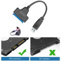 USB 2.0 To SATA 22 Pin Laptop Hard Disk Drive SSD Adapter Converter Cable. 