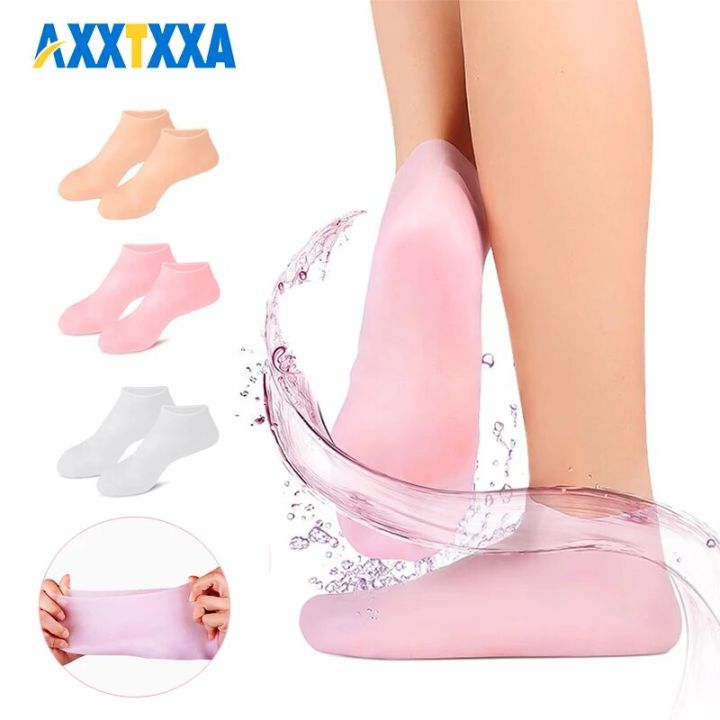 1Pair Silicone Socks for Women,Moisturizing Foot Socks,Soft Gel Socks,Aloe Socks,Women Spa Pedicure Socks for Repairing Dry Feet