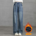 Girls spring jeans 2024 new girls spring and autumn elastic waist fashion retro loose wide-leg pants. 