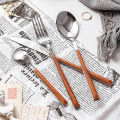 Stainless Steel Tableware Wooden Handle Dinnerware Fork Spoon Teaspoon Cutlery Tools. 
