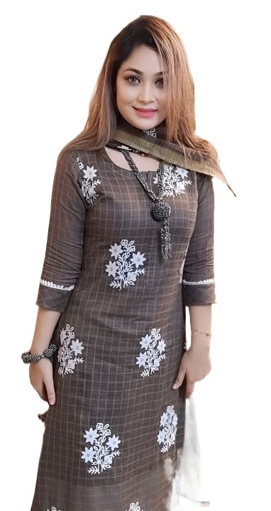 Rongdhonu Stylish Skin Print Un Ready Cotton Shalwar Kameez Dress For Women