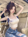 Sexy Hot Girl Sleeveless Vest T T-shirt Women's Summer New French Bow Lace-up Sweet and Spicy Sleeveless Short Top. 