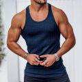 Rib Knitted Man Vests Summer Casual O-Neck Sleeveless Slim Stretch Sporty Tank Tops LXDZ-02. 