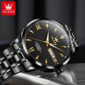 OLEVS  automatic mechanical   movementLuxurious stainless steel strap watch for men waterproof luminous calendar. 