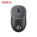 iMICE new factory direct supply 7-color luminous rechargeable Bluetooth dual-mode silent wireless mouse TYPE-C interface. 