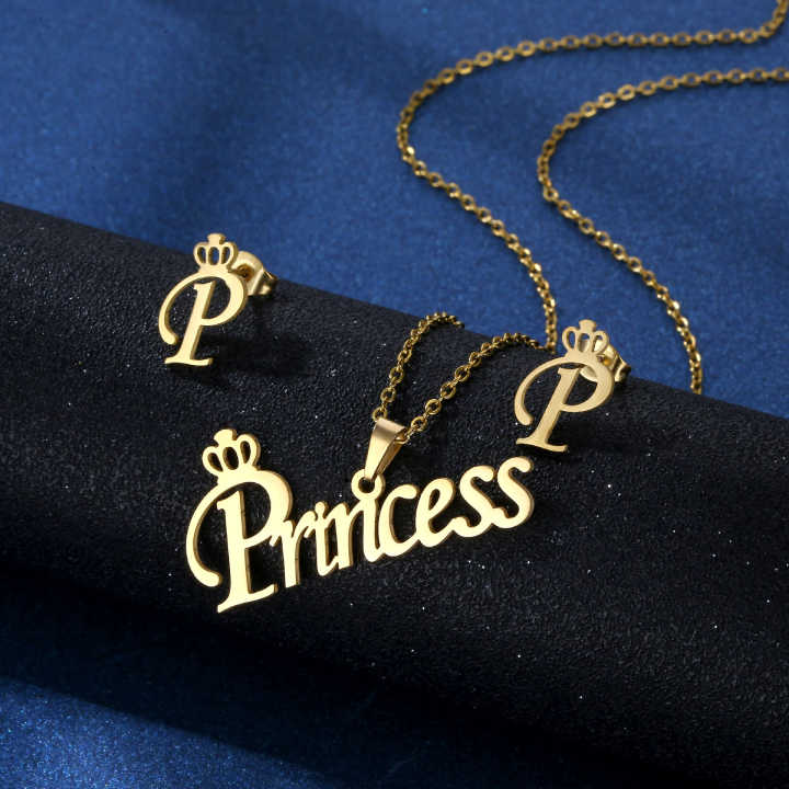 New Princess Luxury Metal Necklace Light Princess Locket Set For Women