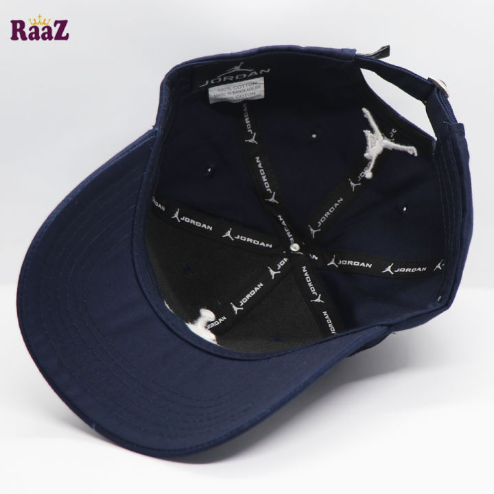 Navy%20Blue%20Jordan%20Embroidery%20Logo%20Cotton%20Curved%20Cap%20-%20Image%204
