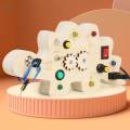 Toddlers Busy Board Switch Board Activities, Wood Rotating Gear Toy, Dinosaur Shape, Early Educational Basic Life Skills for Plane Travel Toy.