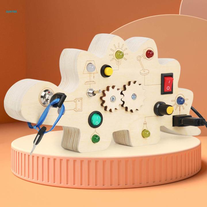 Toddlers%20Busy%20Board%20Switch%20Board%20Activities,%20Wood%20Rotating%20Gear%20Toy,%20Dinosaur%20Shape,%20Early%20Educational%20Basic%20Life%20Skills%20for%20Plane%20Travel%20Toy%20-%20Image%203
