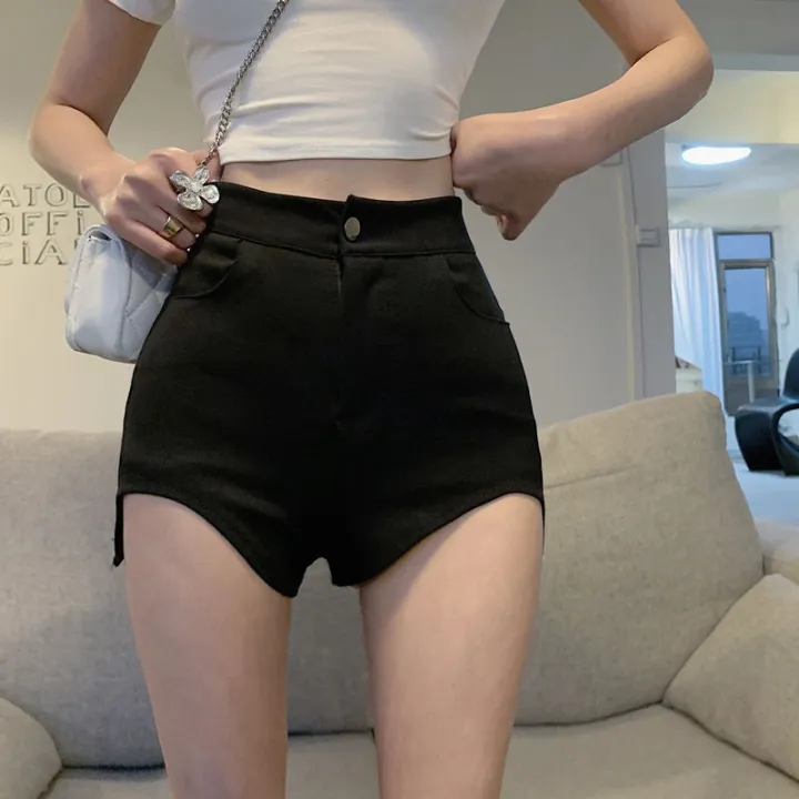 Suit%20Hot%20Girl%20White%20Super%20Short%20Shorts%20High%20Waist%20Casual%20PantsinsWomen's%20All-Matching%20Autumn2023New%20Split%20Hot%20Pants%20-%20Image%203