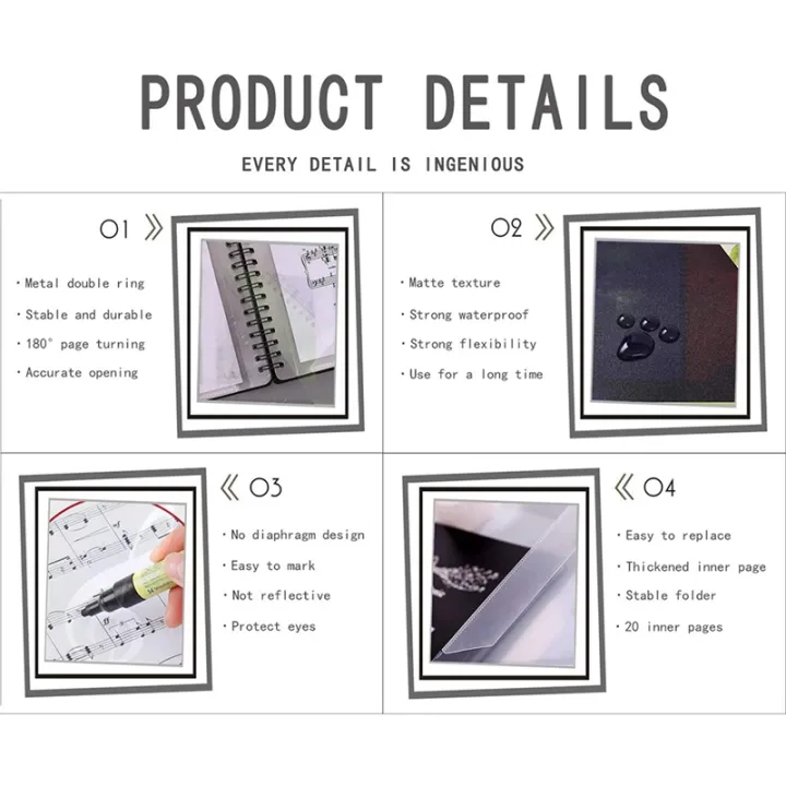 PTNOKA%20Sheet%20Music%20Folders%20Music%20Stand%20Accessories%20Music%20Binder%204%20Pages%20Expand%20Spiral-Bound%2040%20Pockets%20-%20Image%204