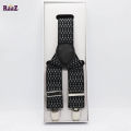 Black And White Fabric Suspender Casual Belt For Men. 