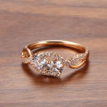 18k Rose Gold Fashion Fiower Wedding Ring for Women 1 Carat Diamond Engagement Femme Ring Bride Valentines Gift for Girl. 