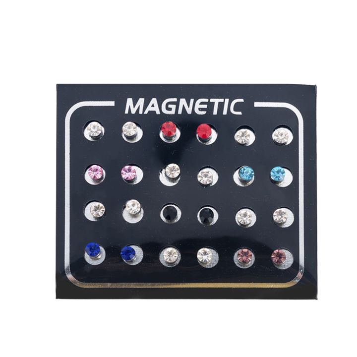 %E3%80%90Shop%20the%20Latest%20Trends%E3%80%91%2012Pairs/Set%20Unisex%20Rhinestone%20Inlaid%20Magnetic%20Stud%20Earrings%20Non%20Piercing%20Jewelry%20-%20Image%204