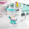 Household children's tempered milk scale water with seal handle glass cup straw cup. 