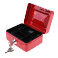 Creative Portable Metal Storage Container Safe Lock Box Money Coffer Red. 