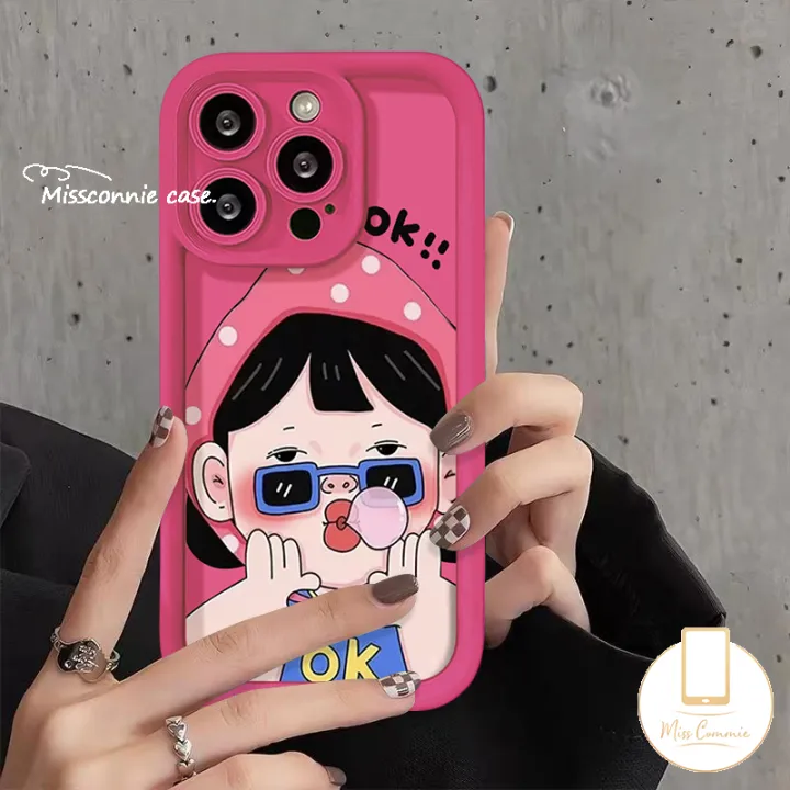 Funny%20Cute%20Sunglasse%20Blowing%20Bubble%20Gum%20Girl%20Case%20Compatible%20For%20IPhone%2013%2015%207Plus%2014%2012%2011%20Pro%20Max%208%206%207%206S%20Plus%20X%20XR%20XS%20MAX%20SE%202020%20Cartoon%20Couples%20Angel%20Eyes%20Shockproof%20Soft%20Cover%20-%20Image%204
