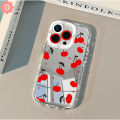 Graffiti Cartoon Cherry Cute Love Heart Bow Knot Case Compatible for IPhone 11 13 15 16 12 14 Pro Max 7Plus XR 15 8 7 16 Plus X XS Max SE2020 Luxury Make Up Mirror Soft Case. 