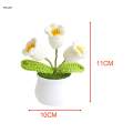 Hand Woven Flowers Fake Plants Knitted Flower Potted for Home Desk Desktop. 