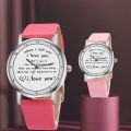 Letters Printed Watch Quartz Watch with PU Leather Strap I LOVE YOU Watch for Women Girls.