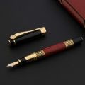 High Quality 530 Golden Carving Mahogany Luxury Business School Student Office Supplies Fountain Pen New Ink Pen Luhuai CVC. 