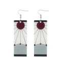 Fashion Acrylic Tanjiro Earrings Demon Slayer Earrings Anime Cosplay Props Hanafuda Drop Long Earrings for Women Girls Jewelry.