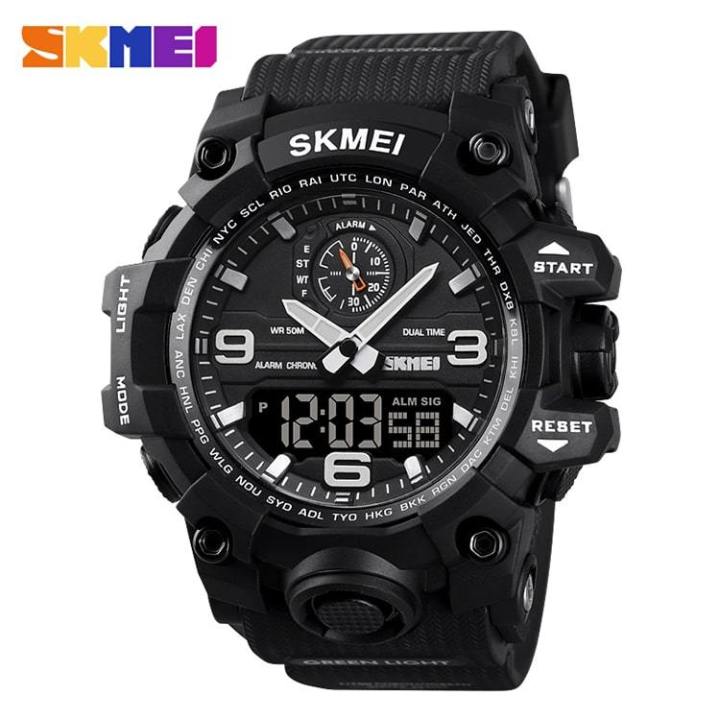 SKMEI 1586 Men Sports Watches Fashion LED Dual Wristwatch Military Casual Waterproof Digital Watch For  Man