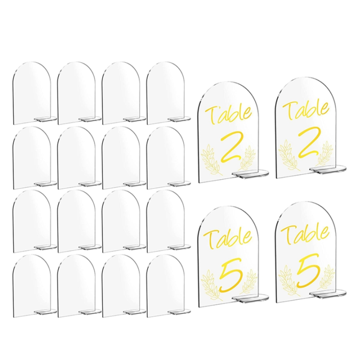 20 Packs Blank Acrylic Numbers Signs with Stand 6X4 Inch Diy Arch Acrylic Stand Signs