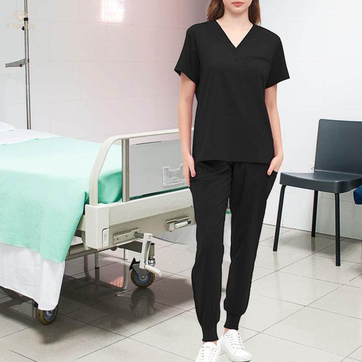 Womens%20Uniform%20Scrub%20Set%20Nurse%20Top%20and%20Joggers%20Pants%20Breathable%20Workwear%20-%20Image%204