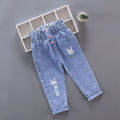 Spring Autumn New Girls High Waist Jeans Trousers Cotton Casual Baby Feet Pants Teenager Denim Boys Clothes.