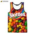 SKITTLES Funny Summer Men Tank Tops Sleeveless Shirts Snacks Digital Printing Harajuku Beach Tees Streetwear Oversized Tops. 