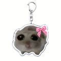 Popular Funny Meme I Am Just A Girl Sad Hamster Key Chain Keychains Ring for Accessories Bag Pendant Keyring Jewelry Fans Gifts.
