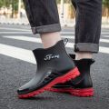 Rain Boots Men's Labor Protection Work Rubber Shoes Middle Tube Non-Slip Waterproof Kitchen Fishing Shoes Outdoor Rain Boots Soft Bottom Rain Shoes Men. 