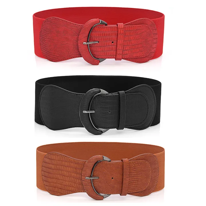 Womens%20Ladies%20Faux%20Leather%20Wide%20Stretch%20Elastic%20Buckle%20Cinch%20Waist%20Wide%20Belts%20Stylish%20Gift%20GJCUTE%20-%20Image%202